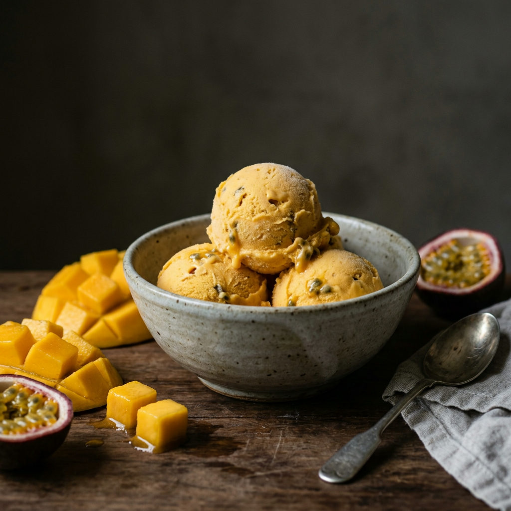 Gräddglass med Passionsfrukt & Mango