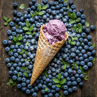 Blåbärspaj-glass med kaseinprotein
